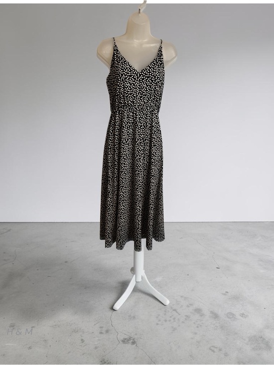 H&M Dresses & Skirts - NWT H&M Black Dress with White Dot Print Midi  SMALL   #CL